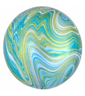 Blue/Green Black Sphere Orbz Foil Balloon