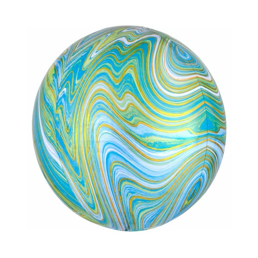 Blue/Green Black Sphere Orbz Foil Balloon