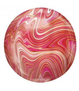 Ballon Mylar Sphérique Orbz Marbré Rouge/Rose