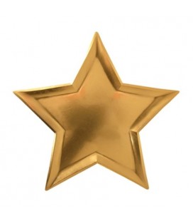 Large Metallic Gold Star Plates