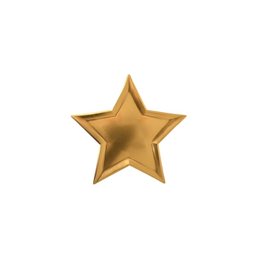 Large Metallic Gold Star Plates
