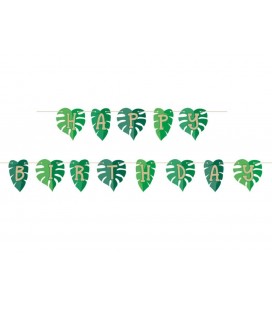 Palm Leaves Happy Birthday Banner