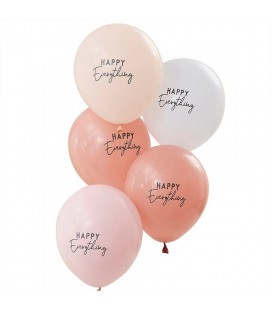 5 Happy Everything Balloons - Muted Pastel