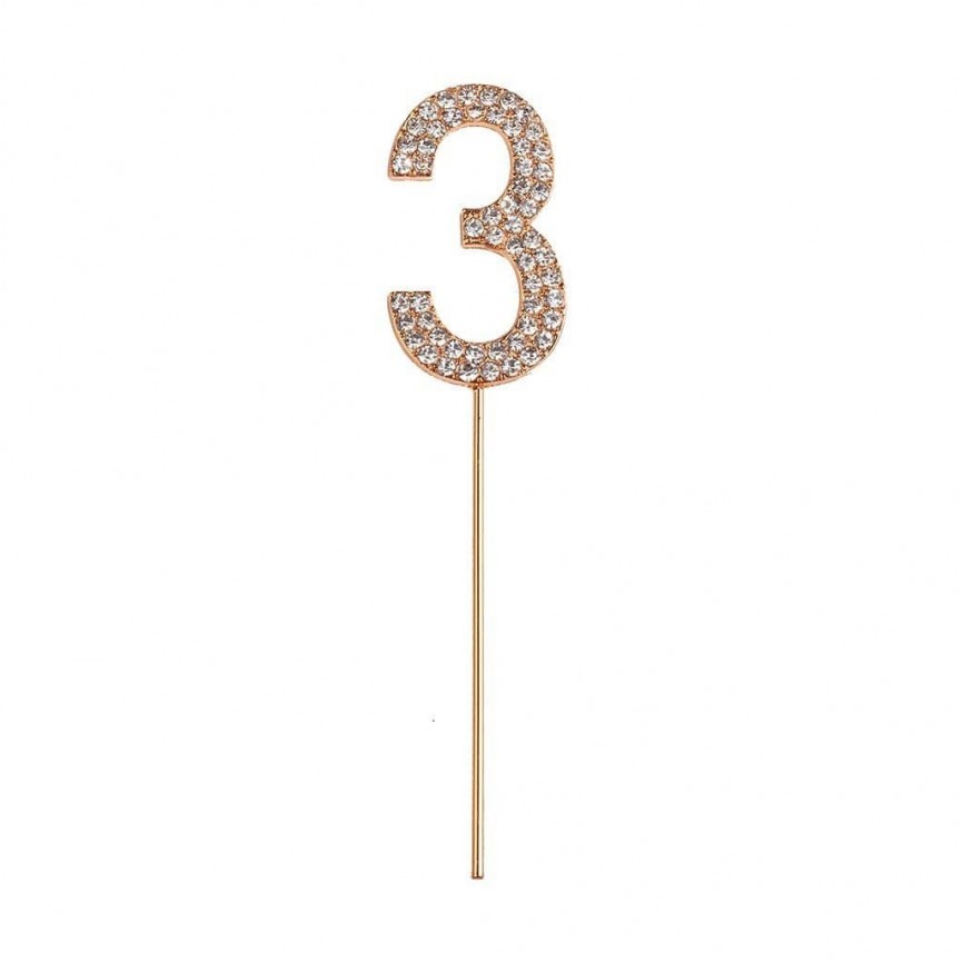 Rhinestone Cake Topper Number 3