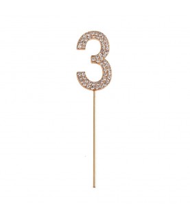 Rhinestone Cake Topper Number 3