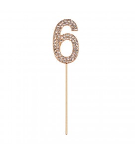 Rhinestone Cake Topper Number 6