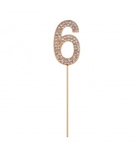 Rhinestone Cake Topper Number 6