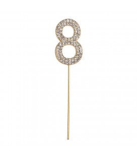 Rhinestone Cake Topper Number 8