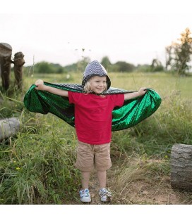 Dragon Knight Green/Silver Reversible Cape 5-6 years