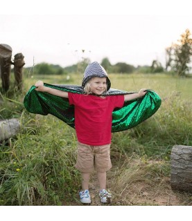 Dragon Knight Green/Silver Reversible Cape 5-6 years