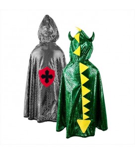 Dragon Knight Green/Silver Reversible Cape 5-6 years