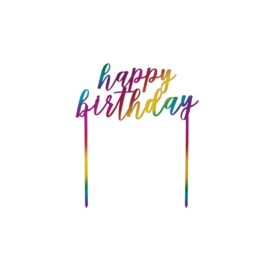 Rainbow Happy Birthday Cake Topper