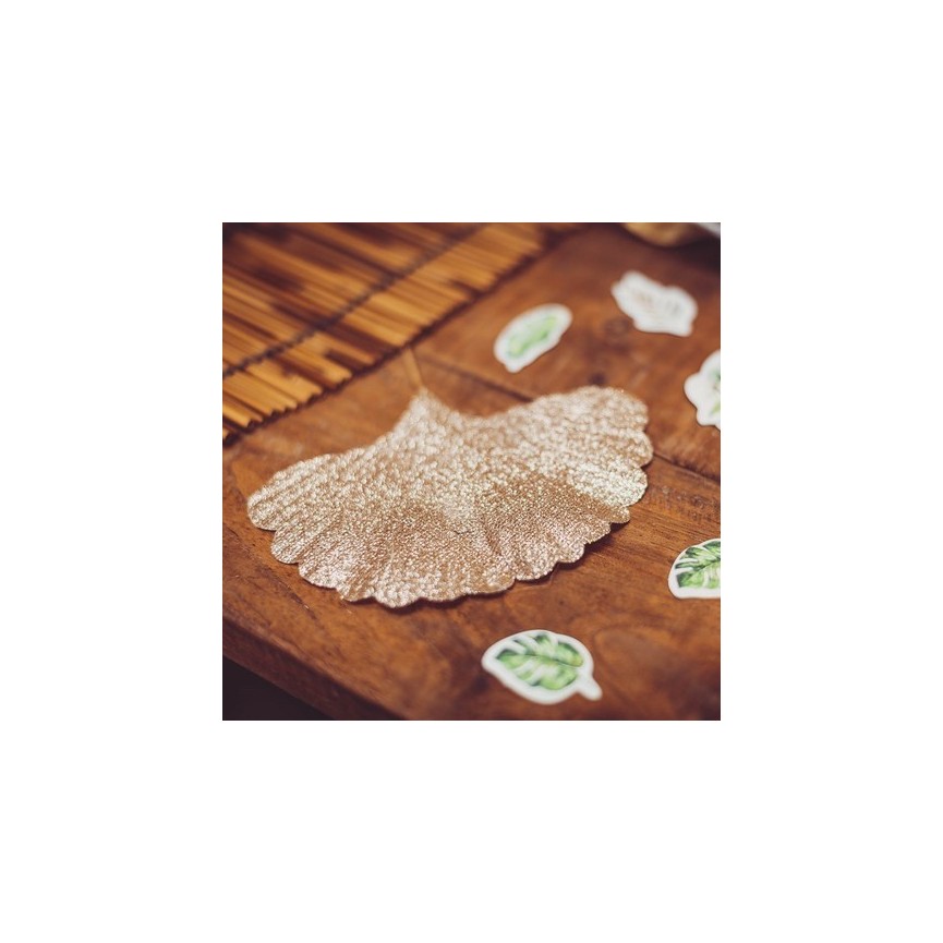 4  Gold Glitter Gingko Leaves