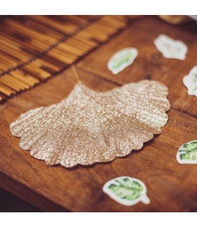 4  Gold Glitter Gingko Leaves
