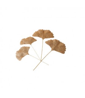 4  Gold Glitter Gingko Leaves