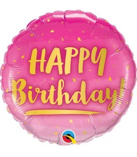 Foil Happy Birthday Gold & Pink Balloon