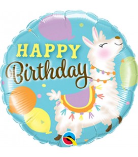 Foil Happy Birthday Lama Balloon