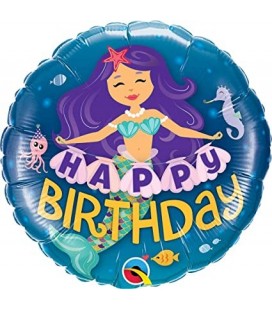 Happy Birthday Mermaid Folienluftballon