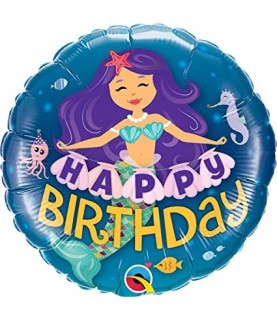 Foil Happy Birthday Mermaid  Balloon