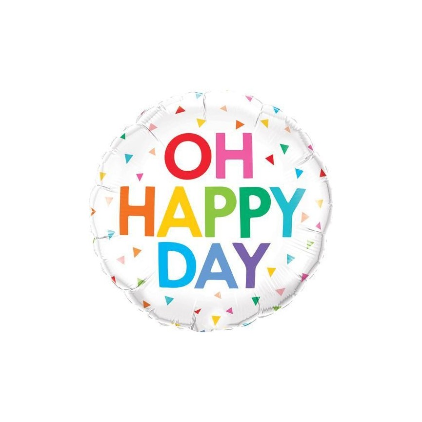 Foil Oh Happy Day Rainbow Confetti Balloon