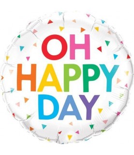 Foil Oh Happy Day Rainbow Confetti Balloon