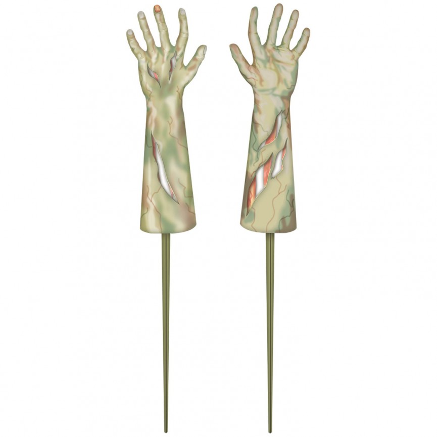 2 Rasenschilder Zombiehände aus Kunststoff