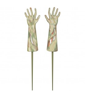 2 Rasenschilder Zombiehände aus Kunststoff