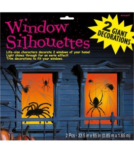 2 Window Decorations Spiders