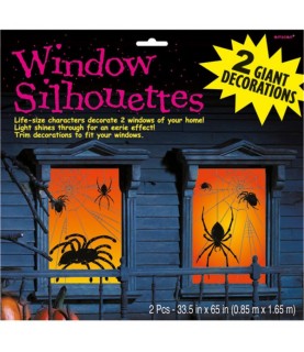 2 Window Decorations Spiders