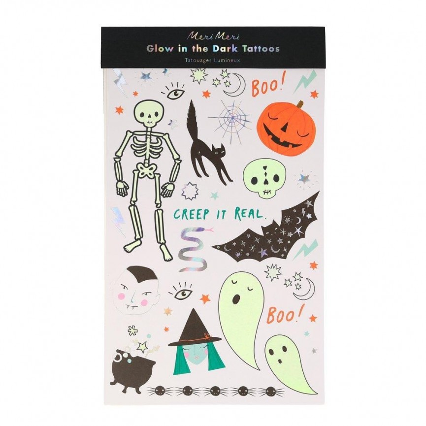 2 Halloween Glow Tattoo Sheets