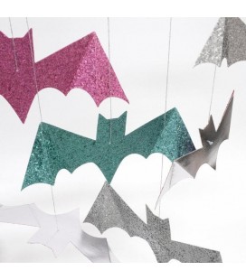Pastel Halloween Glitter Hanging Bats