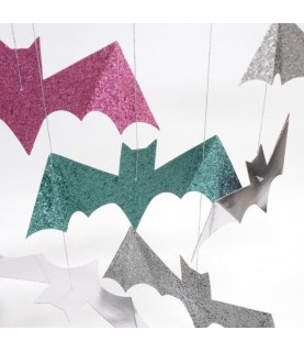 Pastel Halloween Glitter Hanging Bats