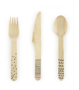 18 Wooden Cutlery Black