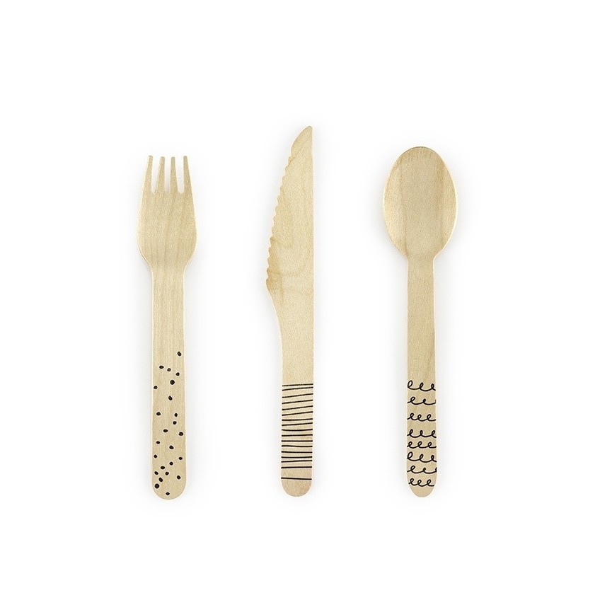 18 Wooden Cutlery Black