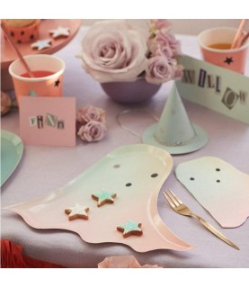 8 Pastel Halloween Ghost Plates