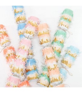 6 Pastel Fringe Medium Crackers