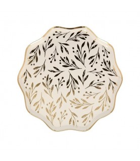 8 Petites Assiettes Feuilles Dorées