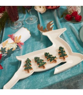 2 Porcelain Reindeer Plates