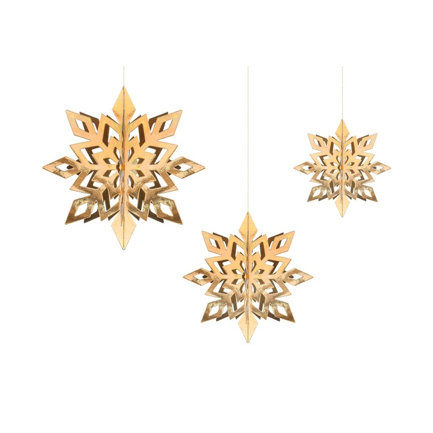 Hanging decoration Golden Snowflakes