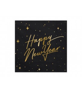 Serviettes Noires Happy New Year