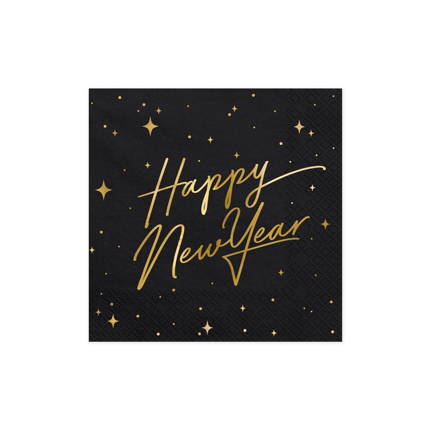 Serviettes Noires Happy New Year