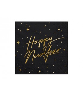 Happy New Year Black Napkins