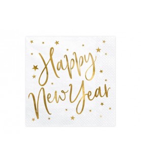 Weiße Happy New Year Servietten