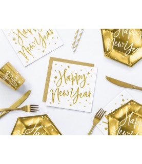 Serviettes Blanches Happy New