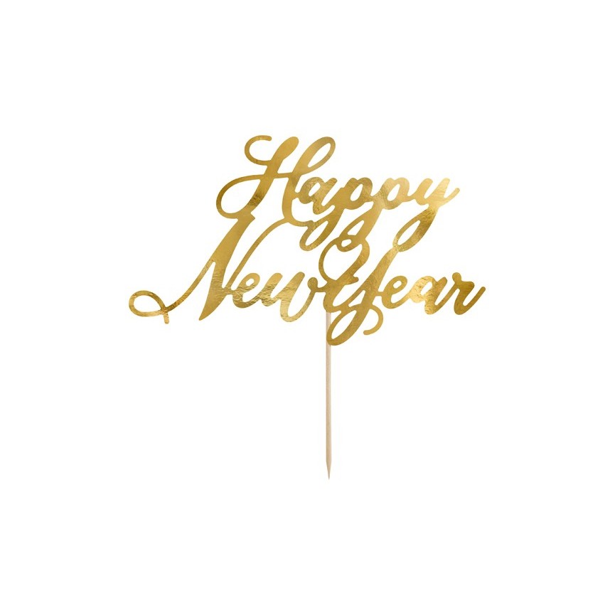 Golden Happy New Year Cake Topper
