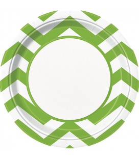 8 Lime Chevron Dinner Plates
