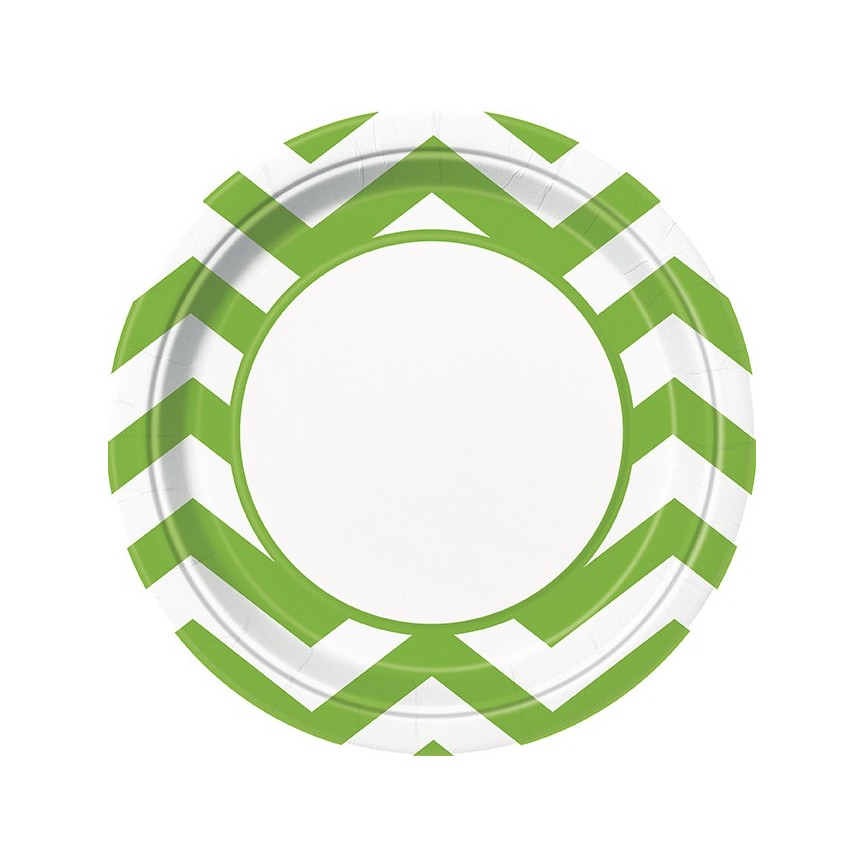 8 Lime Chevron Dinner Plates