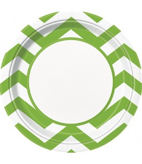 8 Lime Chevron Dinner Plates