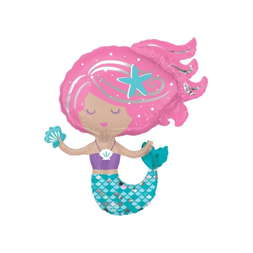 Pink Mermaid Mylar Balloon