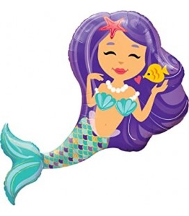 Purple Mermaid Mylar Balloon